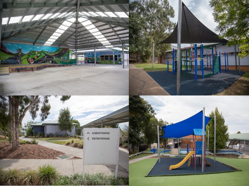Collage of school outdoor areas